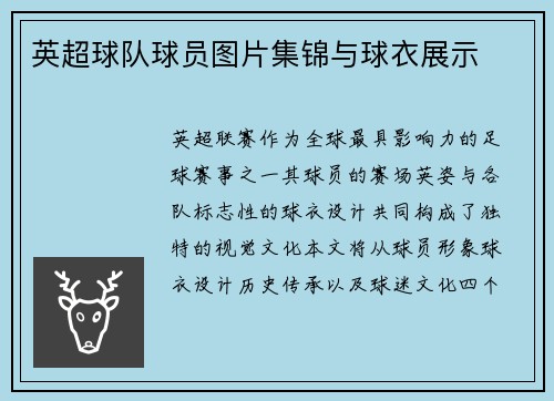 英超球队球员图片集锦与球衣展示